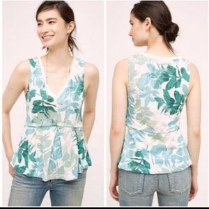 Anthropologie Deletta Amelia green leaf tank top